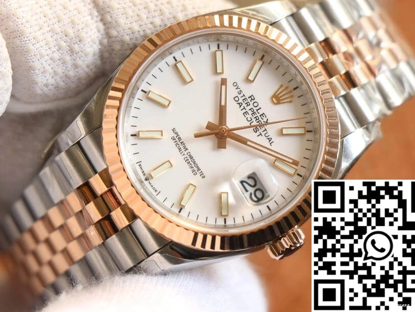 Rolex M126231-0017 White Datejust Factory EW Rose Dial Gold 0123